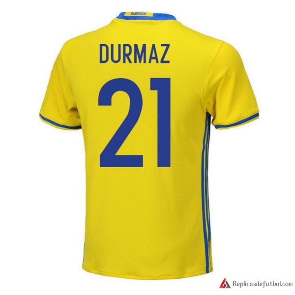 Camiseta Seleccion Sweden Primera equipación Durmaz 2018 Amarillo